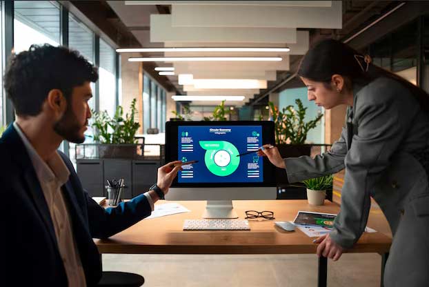 ERP dashboard displaying analytics and performance metrics
