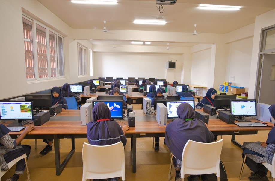 batch of candidates taking aptitude test