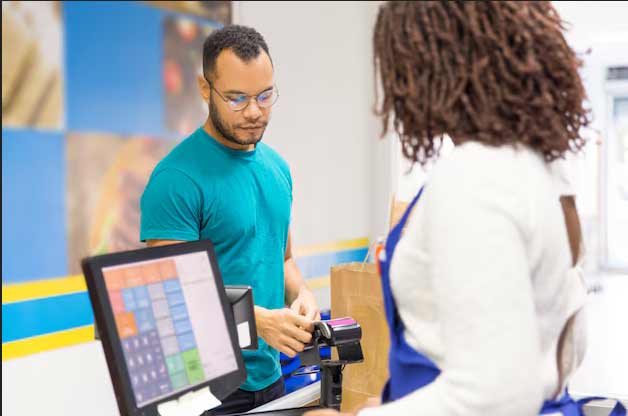 billing at retail shop counter