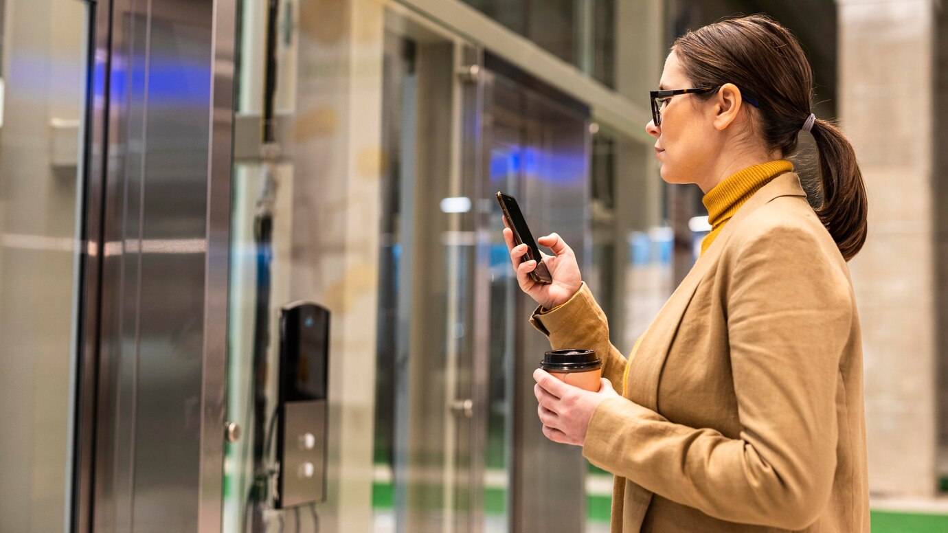 employee scanning through RFID scanners at workplace