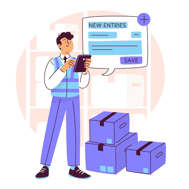 entering new stock of goods on warehouse inventory tracking software